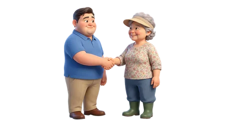 生産者との握手